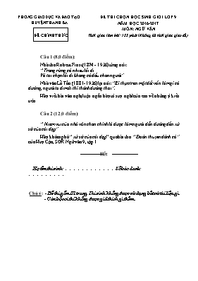 Đề thi chọn học sinh giỏi Ngữ văn lớp 9 - Năm học 2016-2017 - Phòng GD & ĐT Thanh Ba
